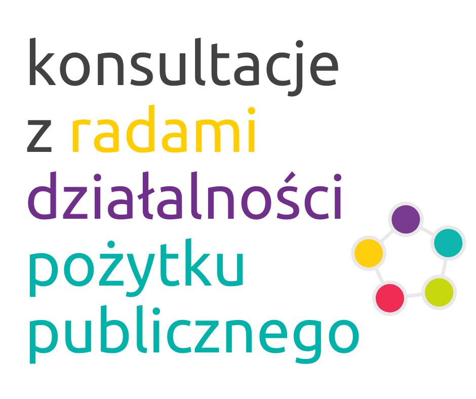 Grafika informująca o konsultacjach z radami działalności pożytku publicznego